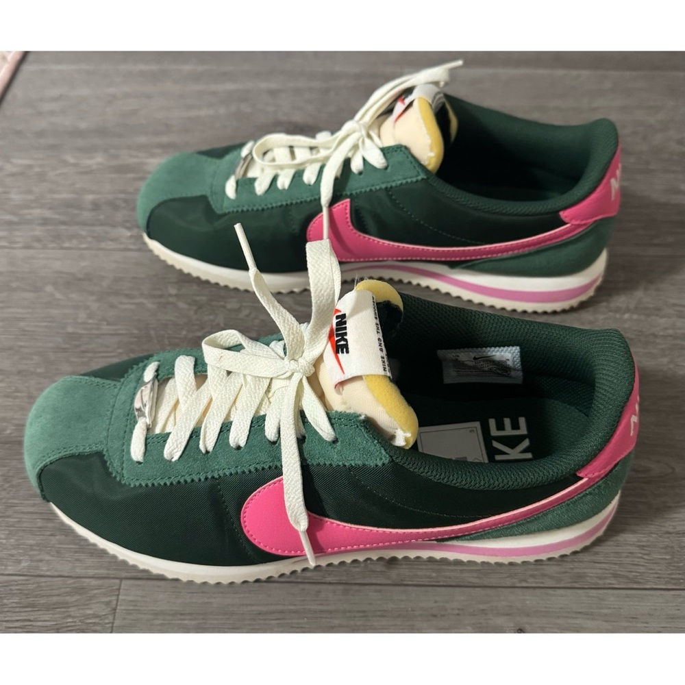 Nike Cortez Green and Pink Sneakers - Picture 4 of 11